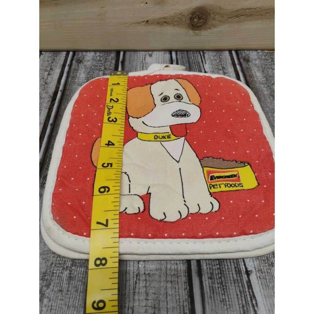 Duke The Dog Quilted Pot Holder Set Of 2 Red Polka Dot Advertising Evergreen Pet